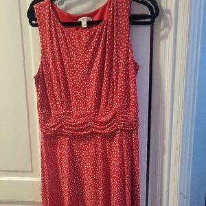 Dress Barn Red and White Dotted Midi Dress